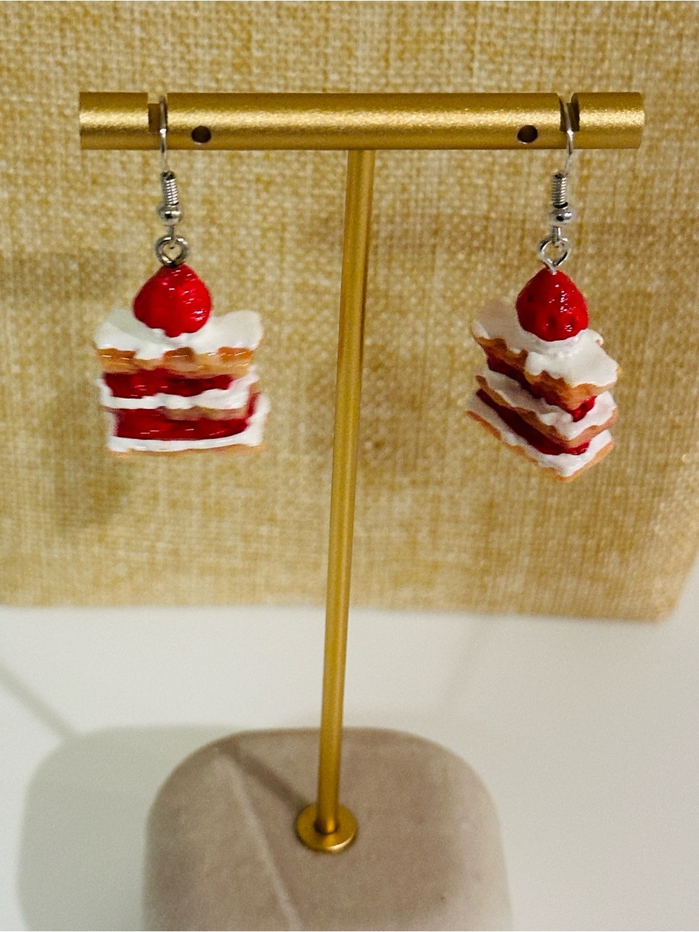 Strawberry Layer Cake Dangle Earrings - Red & White Women Jewelry